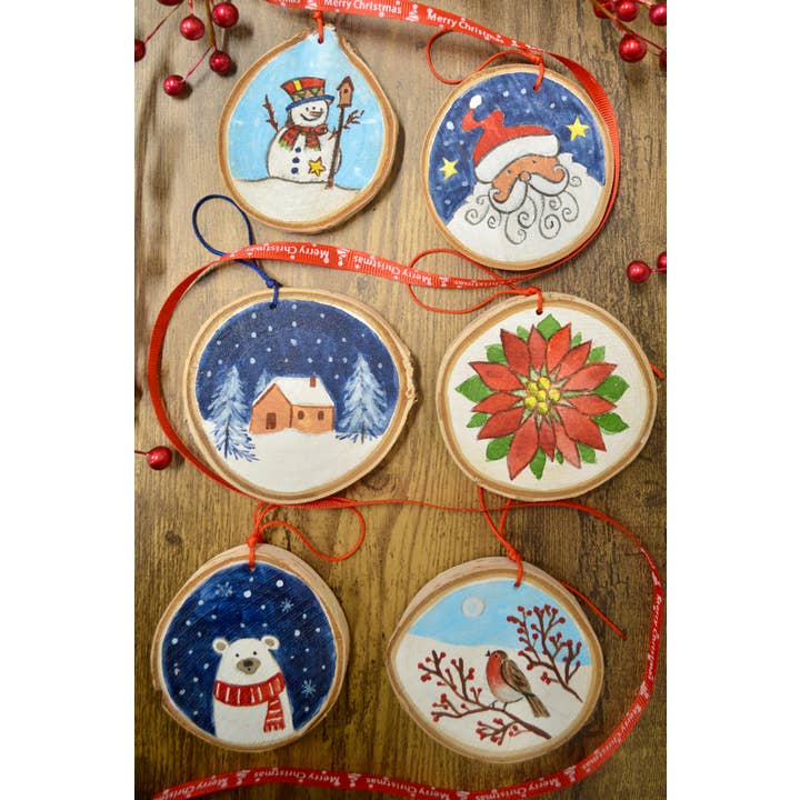 Wooden Painted Rustic Slice Ornament
for wholesale by So Blue Greek Ceramics and Gifts