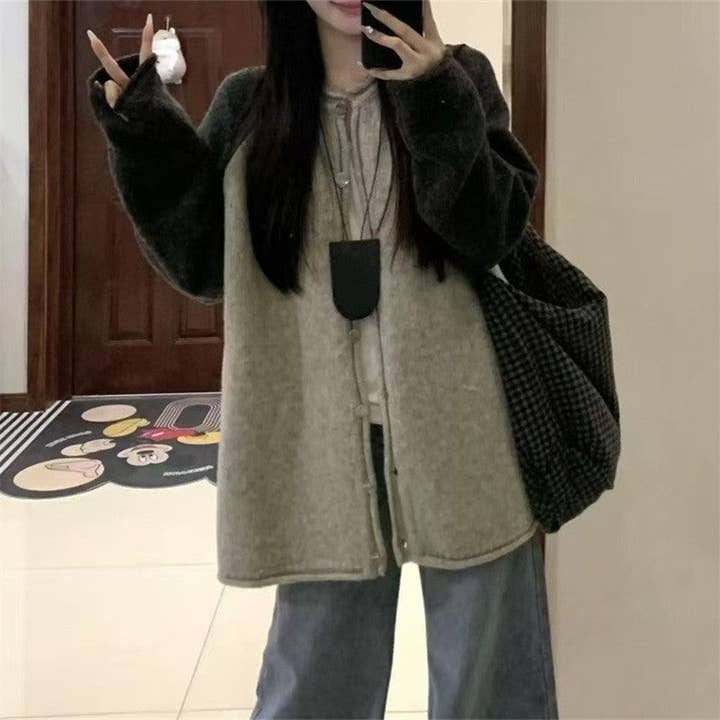 Color Block Long Sleeve Knit Cardigan for wholesale on Faire1