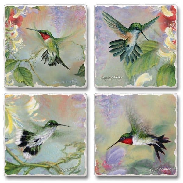 Nature's Gift Of Feathers - 4Pk Asstd Image Coaster Set for wholesale by CounterArt/Highland Home/Thirstystone