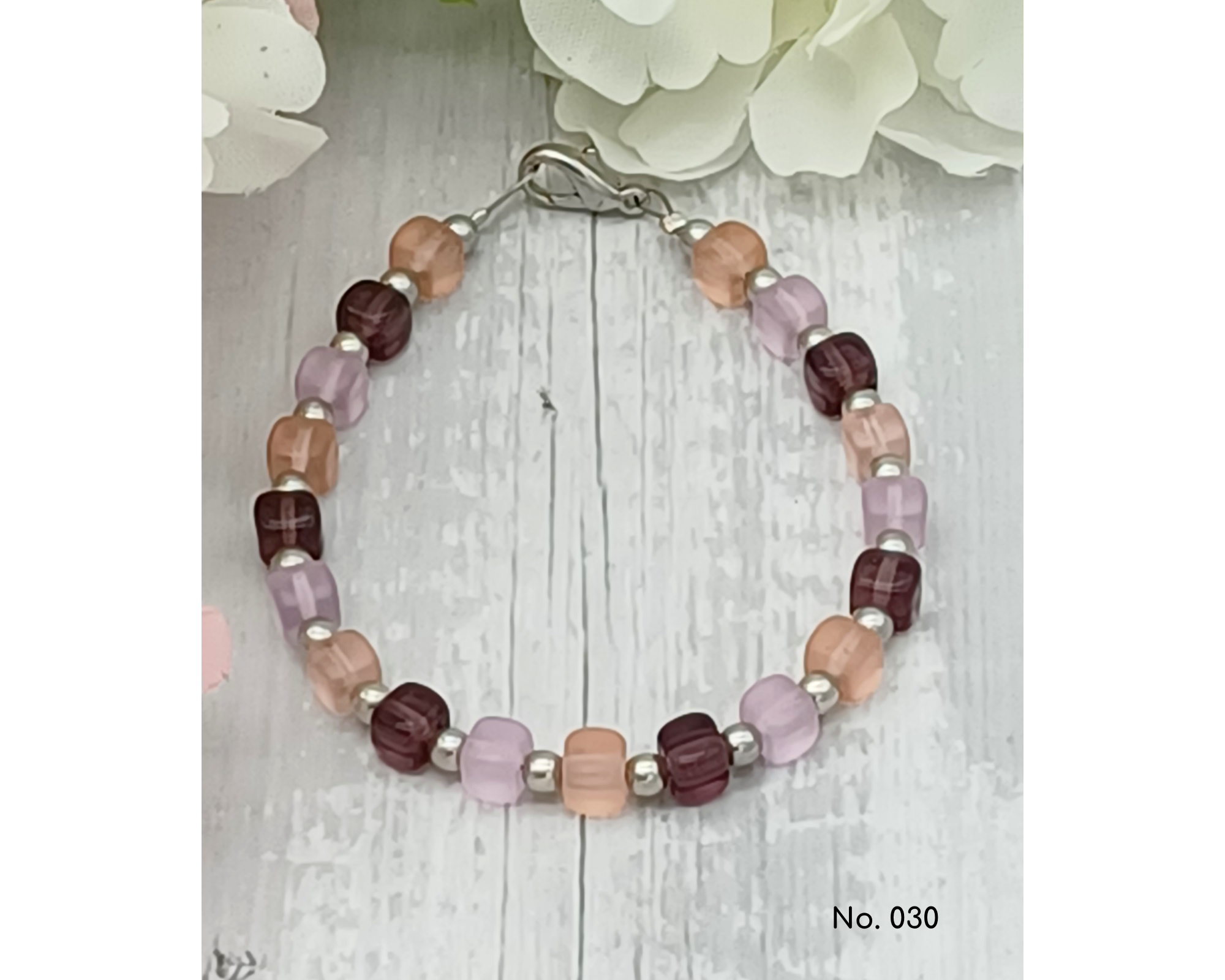 perleperle - Wholesale Beaded Bracelet - Bracelet glass beads, cube shape, Lillie10