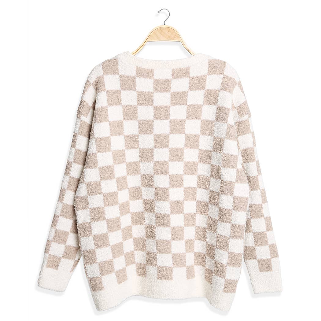 Fashion City - Wholesale Sweatshirt - Women's - Checkered Pullover Sweater Lounge Pajama Top1