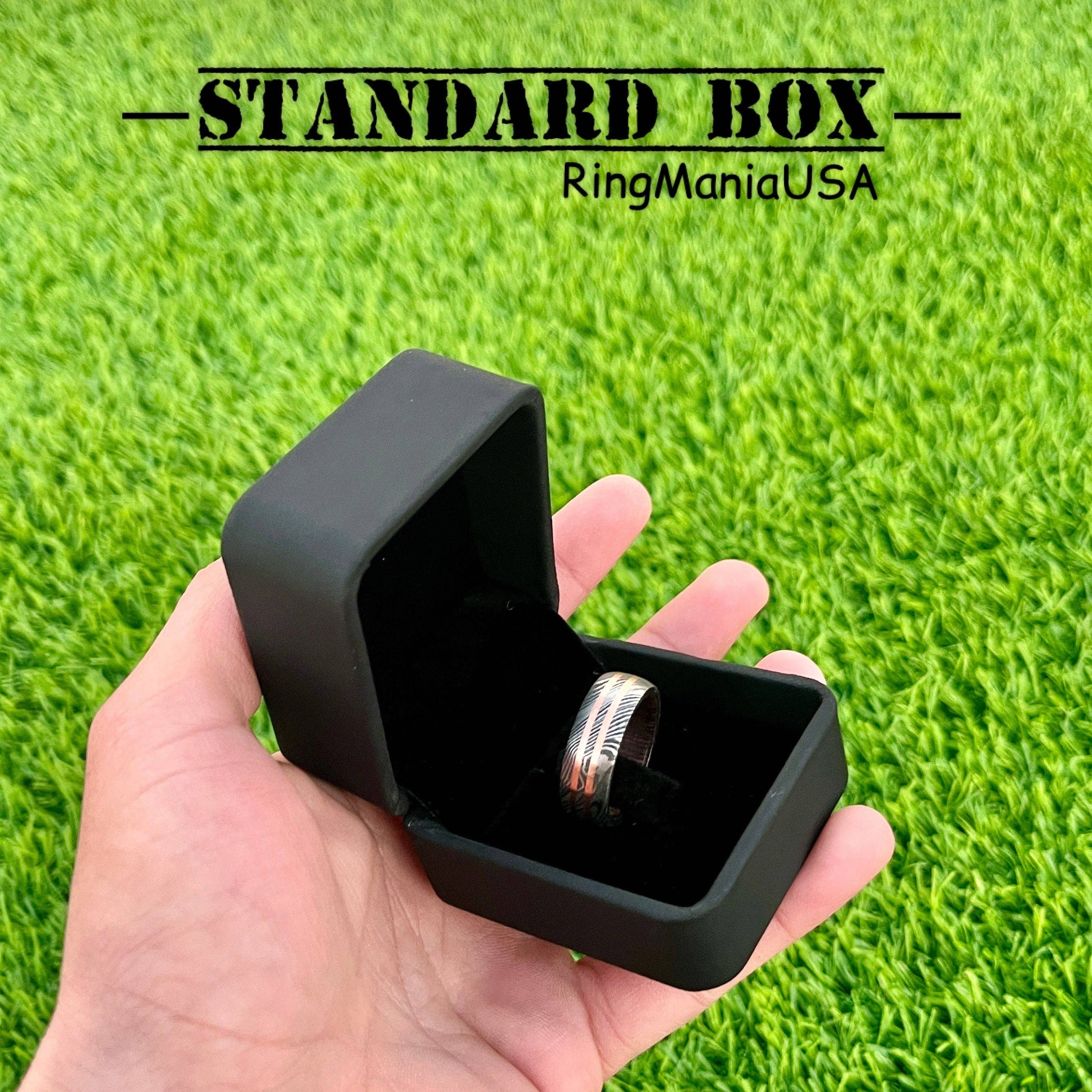 RustyStudioUSA - Vente Alliances/bagues de mariage - Bague en acier de Damas largeur personnalisée Bague en Damas torsadé Bois d'acajou Bague de mariage pour homme Bague de fiançailles pour homme Bague pour homme6