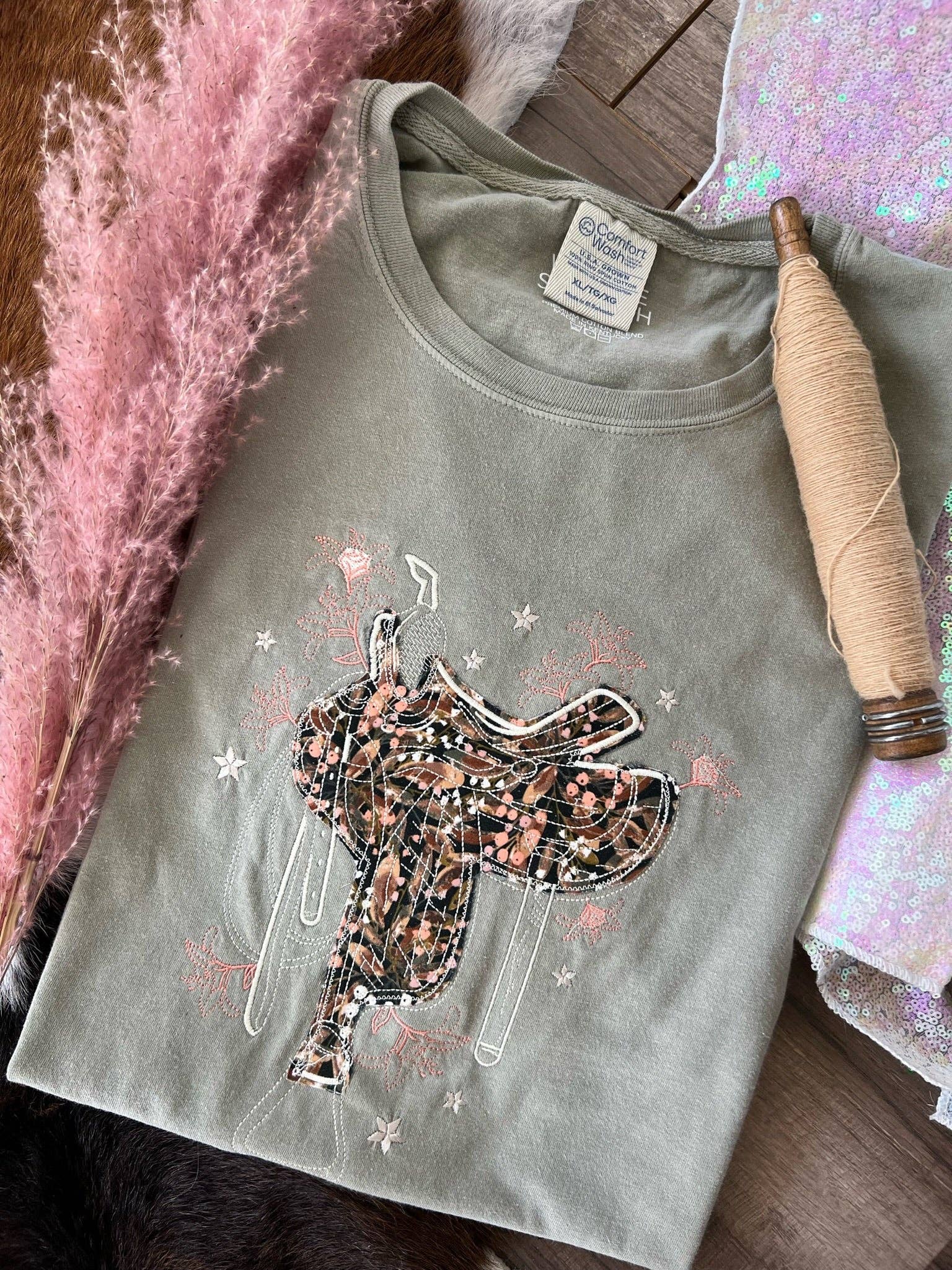 The White Stitch - Wholesale T-Shirt - Women's - Saddle up Handmade Exclusive1