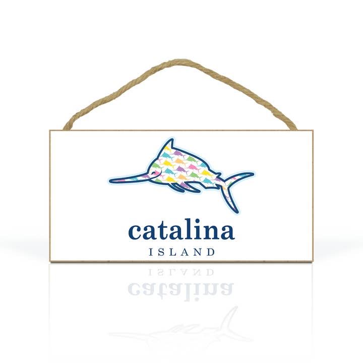 Customizable 10x5" Hanging Wood Plaque: Happy Marlin 2 for wholesale by Matrix