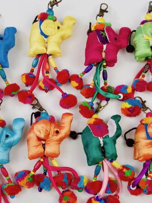 Elephant Pom-Pom Key Chain for wholesale by The Elephant Temple
