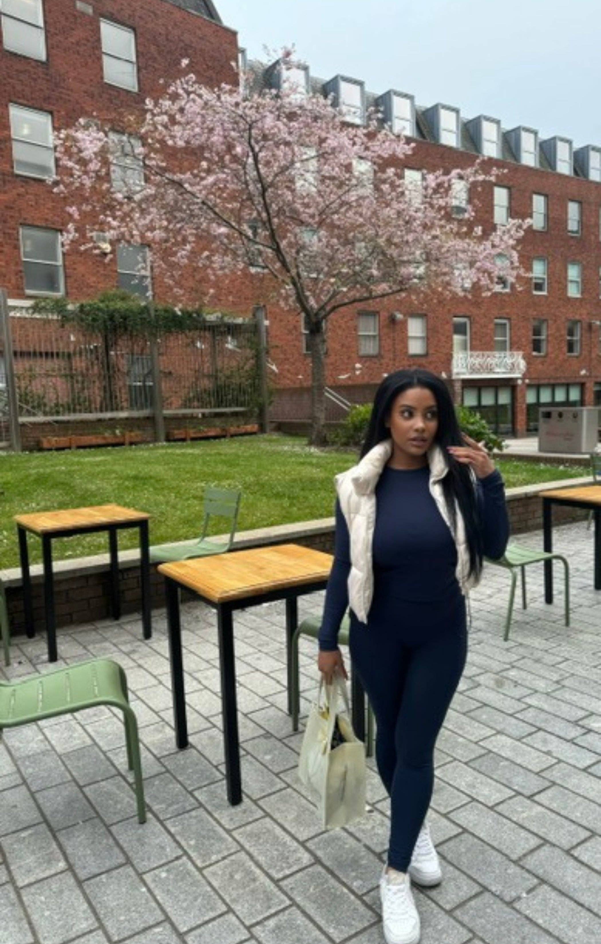 Navy Stretch Long Sleeve Top and Leggings Activewear Set - Elara for wholesale on Faire2