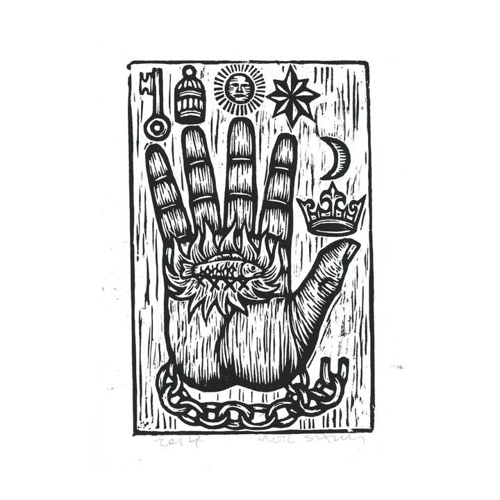 Horse & Hare - Wholesale Art Print - Philosophers Hand Alchemy Linocut Art Print