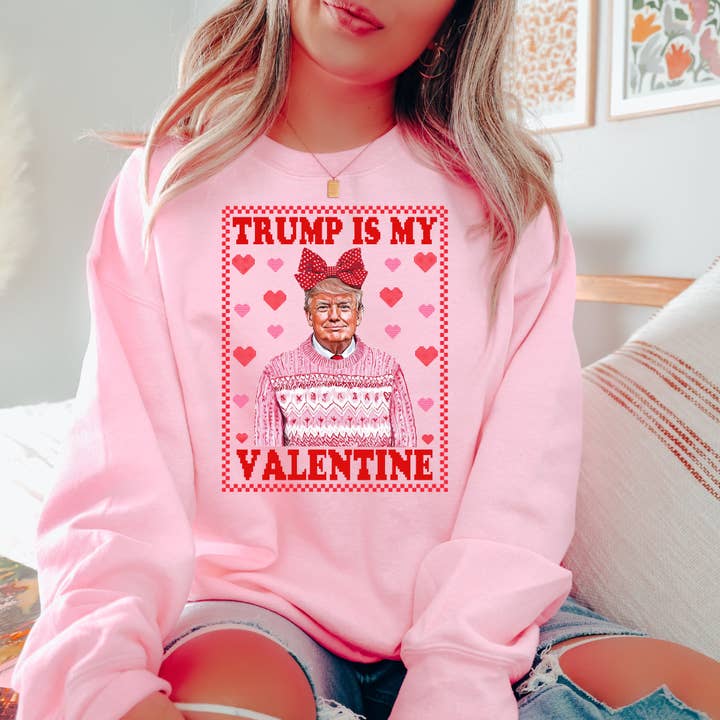 Uncommon Label - Wholesale Graphic Sweatshirt - Women's - Trump Is My Valentine Graphic Crewneck Sweater0