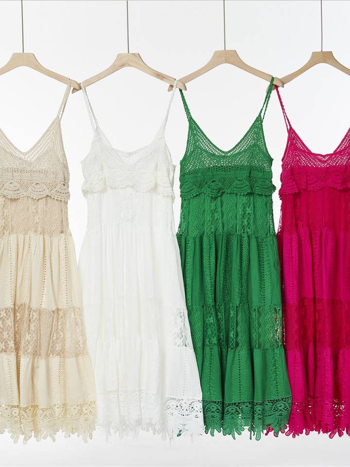 ADDCONFDT INC - Wholesale Dress - Women's - Boho Beach Hollow-out Floral Lace Resort Dress-ALD026