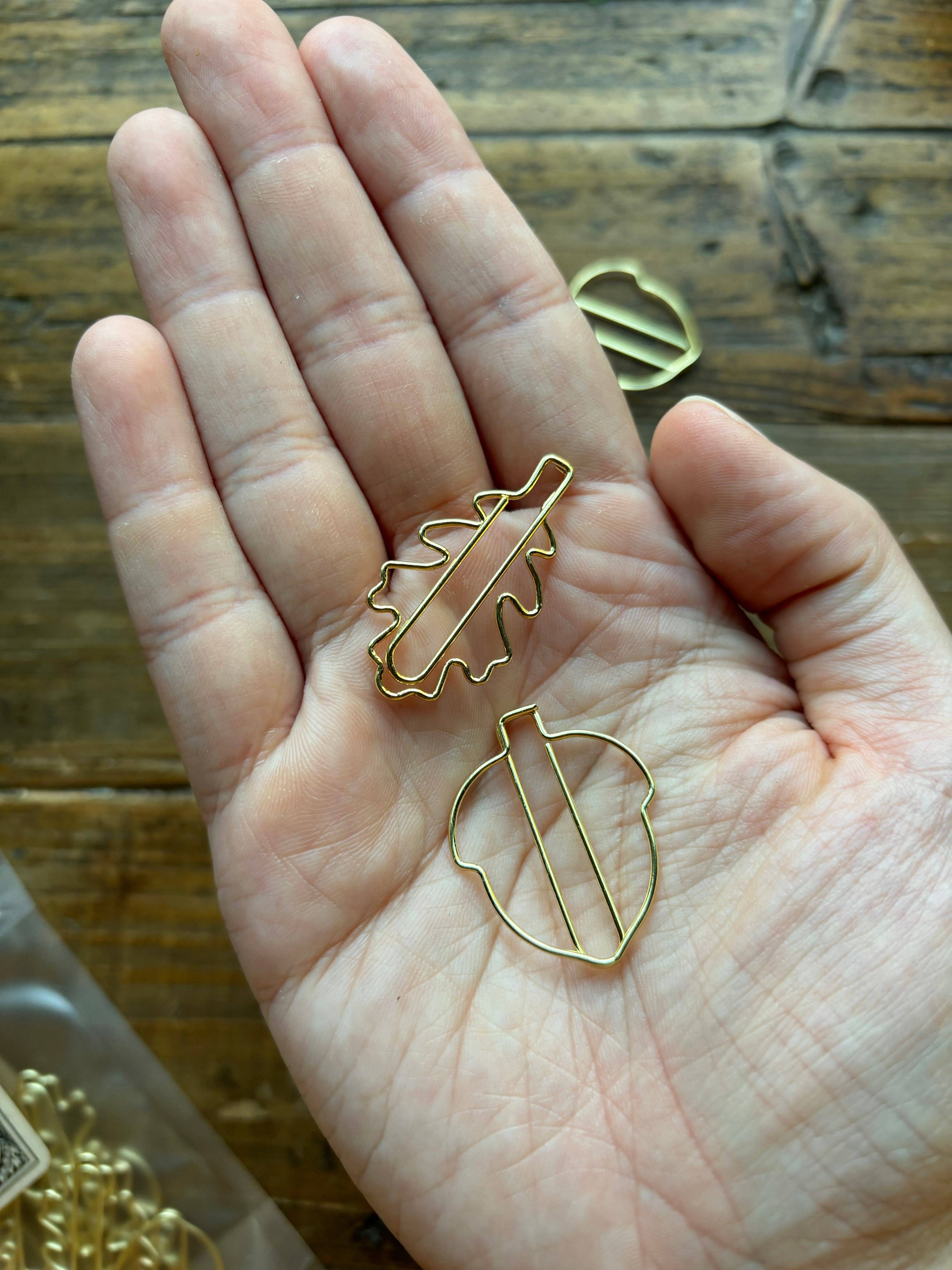 The Creeping Moon - Wholesale Paperclip - Oak leaf & acorn paper clip set1