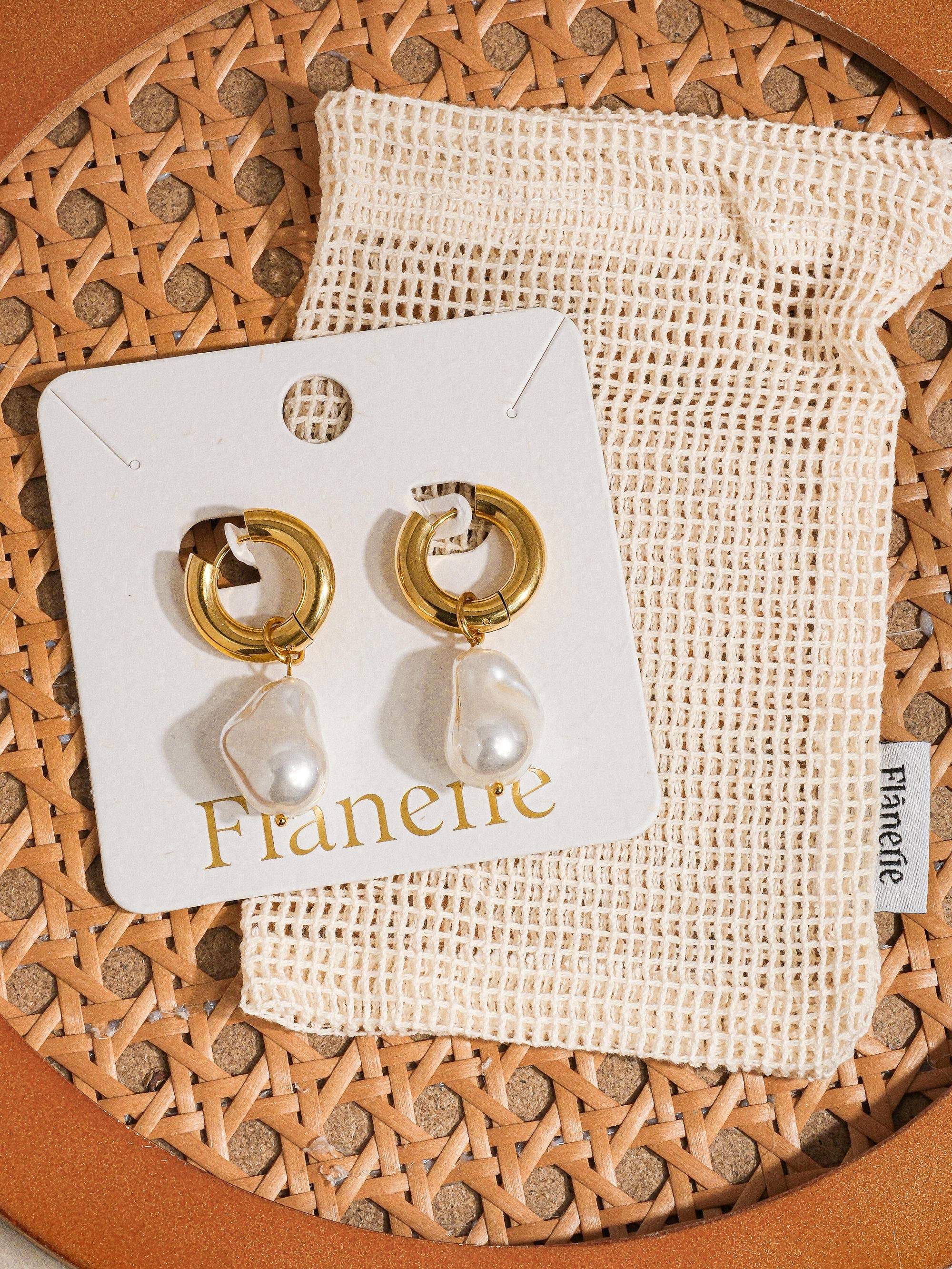 Oceana Gold Statement Large Pearl Earring for wholesale on Faire3