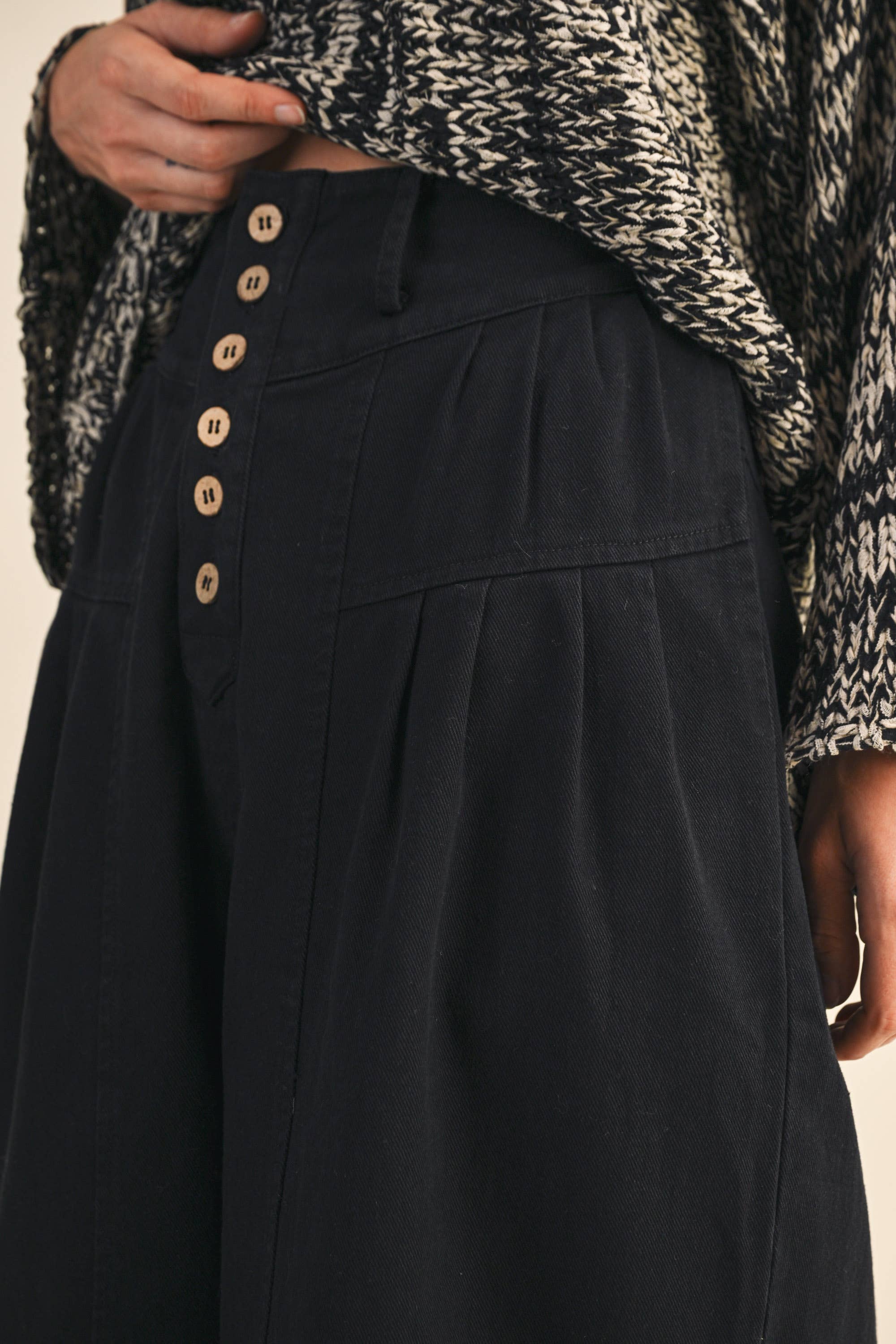 Klesis – wholesale Pants – Women's – IP1419 COTTON TWILL HIGH WAIST CROPPED WIDE LEG PANTS1