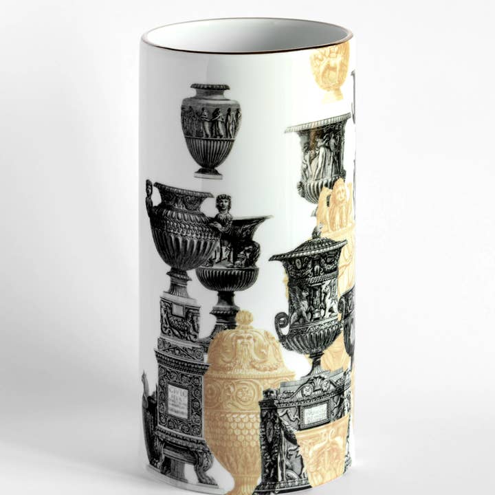 Roma Cylindrical Majolica Vase for wholesale by Vito Nesta Grand Tour