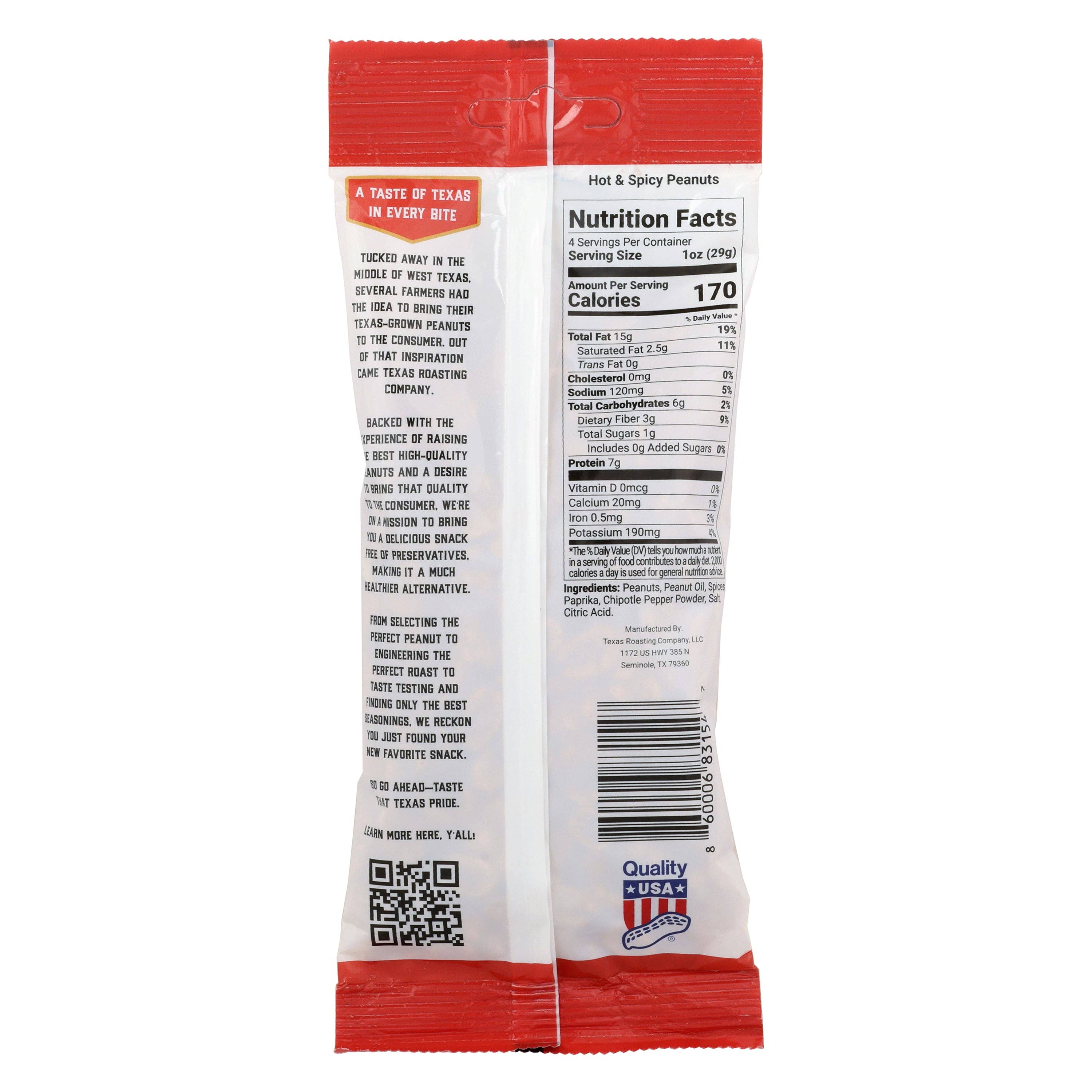 Texas Roasting Company - Wholesale Nuts - Hot & Spicy Peanuts 4oz (Box of 12)1