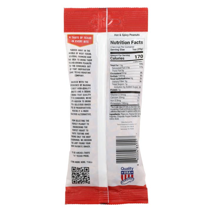 Texas Roasting Company - Wholesale Nuts - Hot & Spicy Peanuts 4oz (Box of 12)1