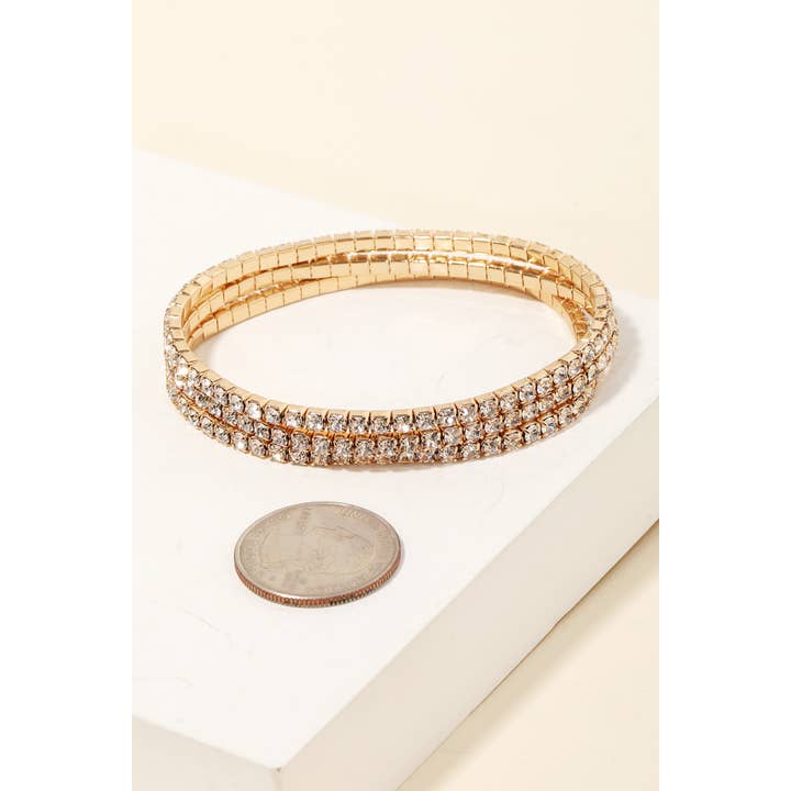 Anarchy Street – wholesale Manschettarmband – Tre rad strass dubbade utdragen armband2