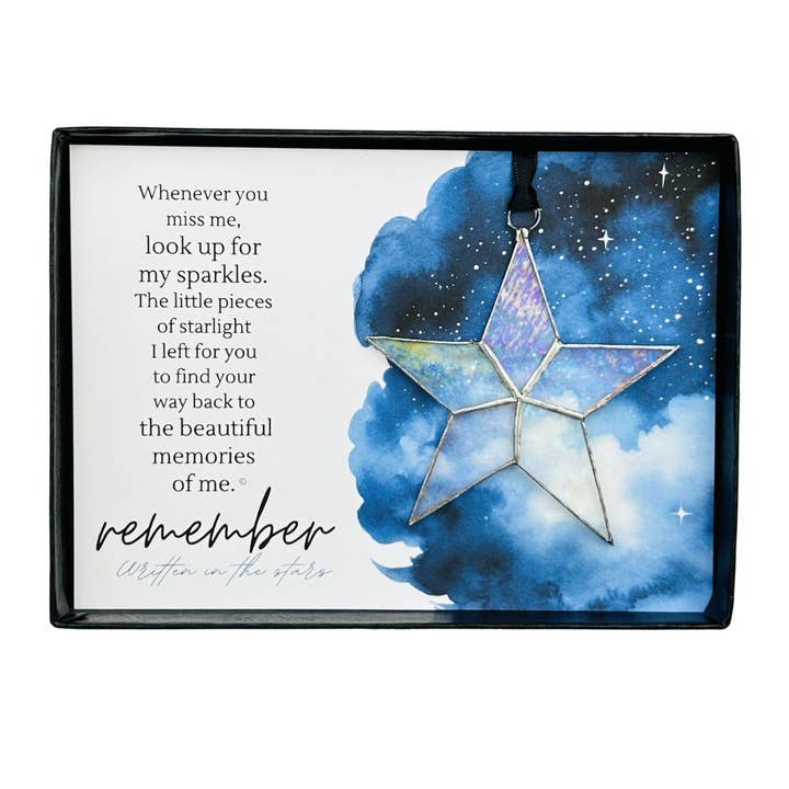 The Grandparent Gift Co. Inc. - Wholesale Ornament - Written in Stars Remembered Memorial Gift Glass Star 7727