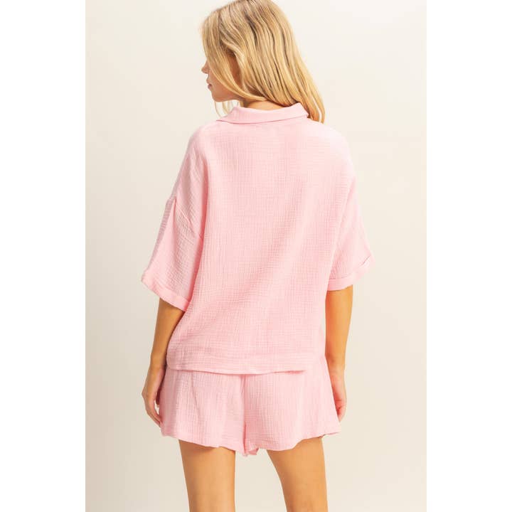 HYFVE - Wholesale Top & Short Set (NOT Loungewear) - Women's - HF25C272-SET-Relaxed Shirt And Flowy Shorts Set