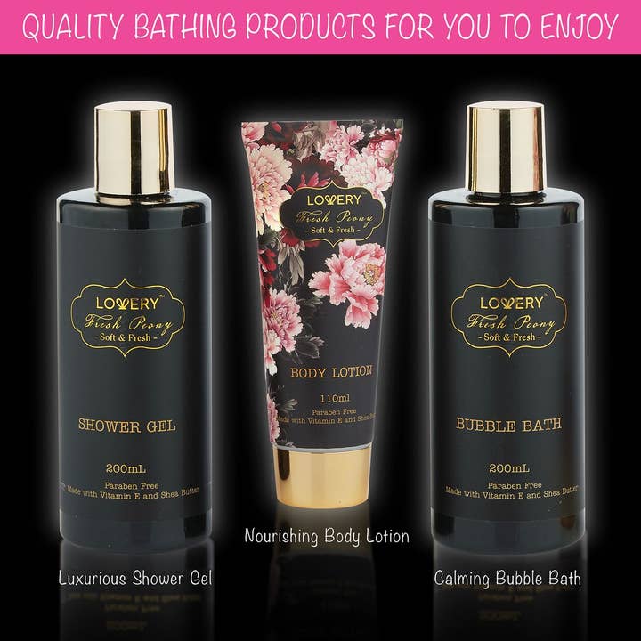 Lovery - Wholesale Bath & Body Set - Home Spa Gift Basket, Bath & Body Set - Fresh Peony in Bag