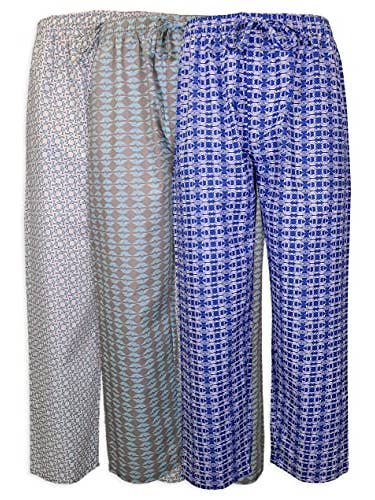 I-Wear Brands - Wholesale Sleepwear Bottom - Men's - 3 Pack Men's Woven Lounge Pajama Sleep Pants