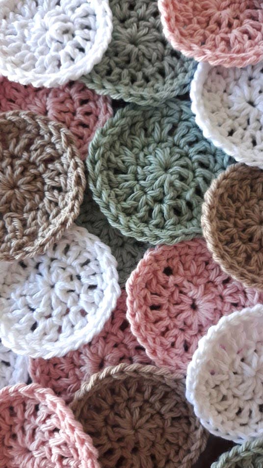 Clover Garden Crafts - Vente Gant de toilette - Disques démaquillants en coton crocheté réutilisables doux 3"3