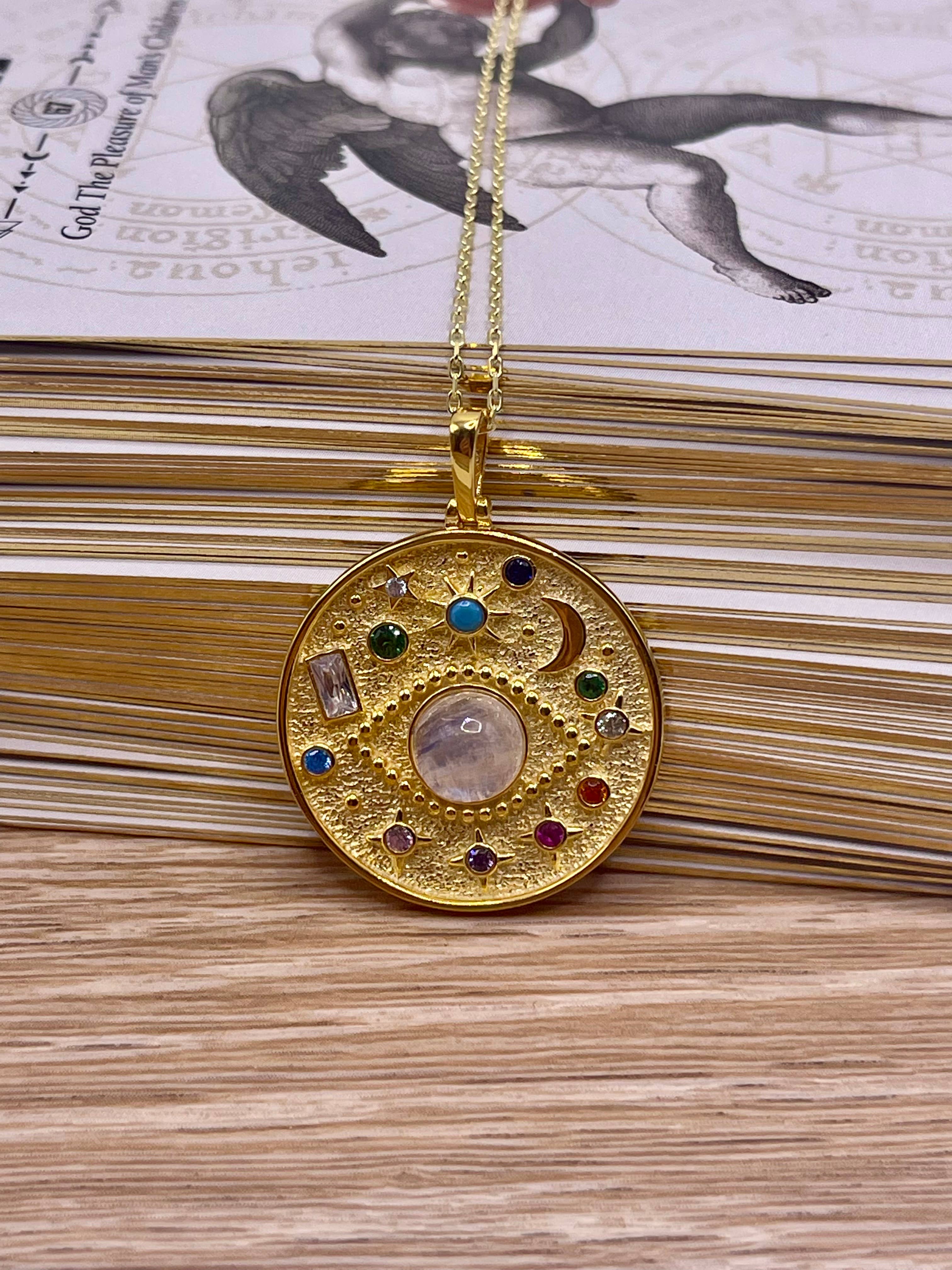 Flesh & Soul - Wholesale Pendant/Charm Necklace - EVIL EYE MOONSTONE Celestial Sterling Silver Necklace 10
