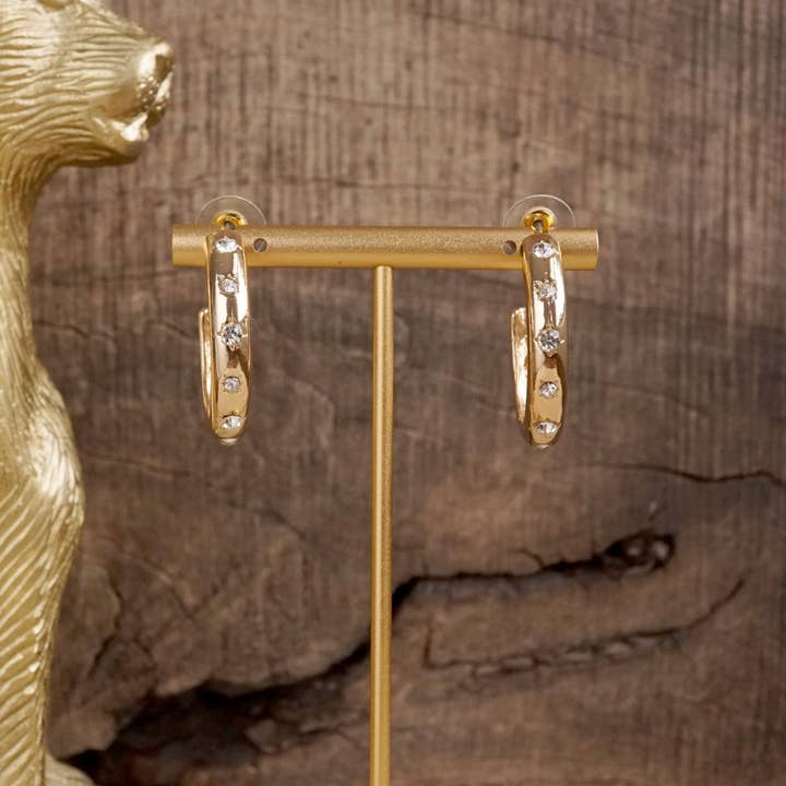 PennyLine inc - Wholesale Hoop Earrings - Classic Bubble Hoops – Gold with Crystal, Pearl, or Turquoise12