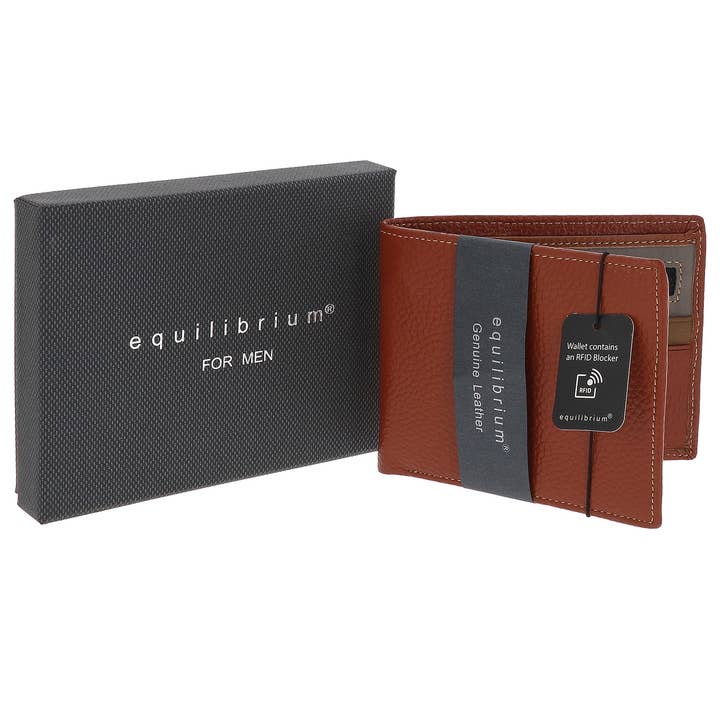 EQ For Men Colour Inside Leather Wallet Tan for wholesale by Joe Davies