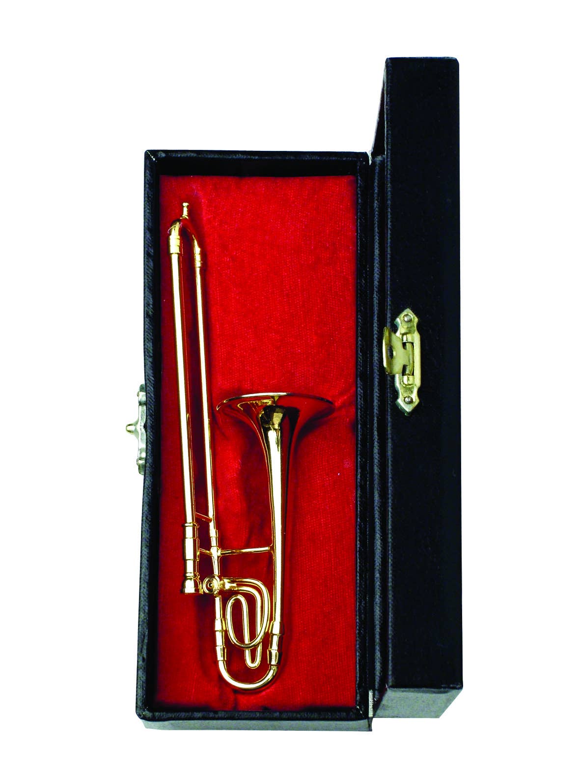 Broadway Gifts Co - Wholesale Decorative Tabletop Object - Gold Trombone Miniature with Stand & Case1