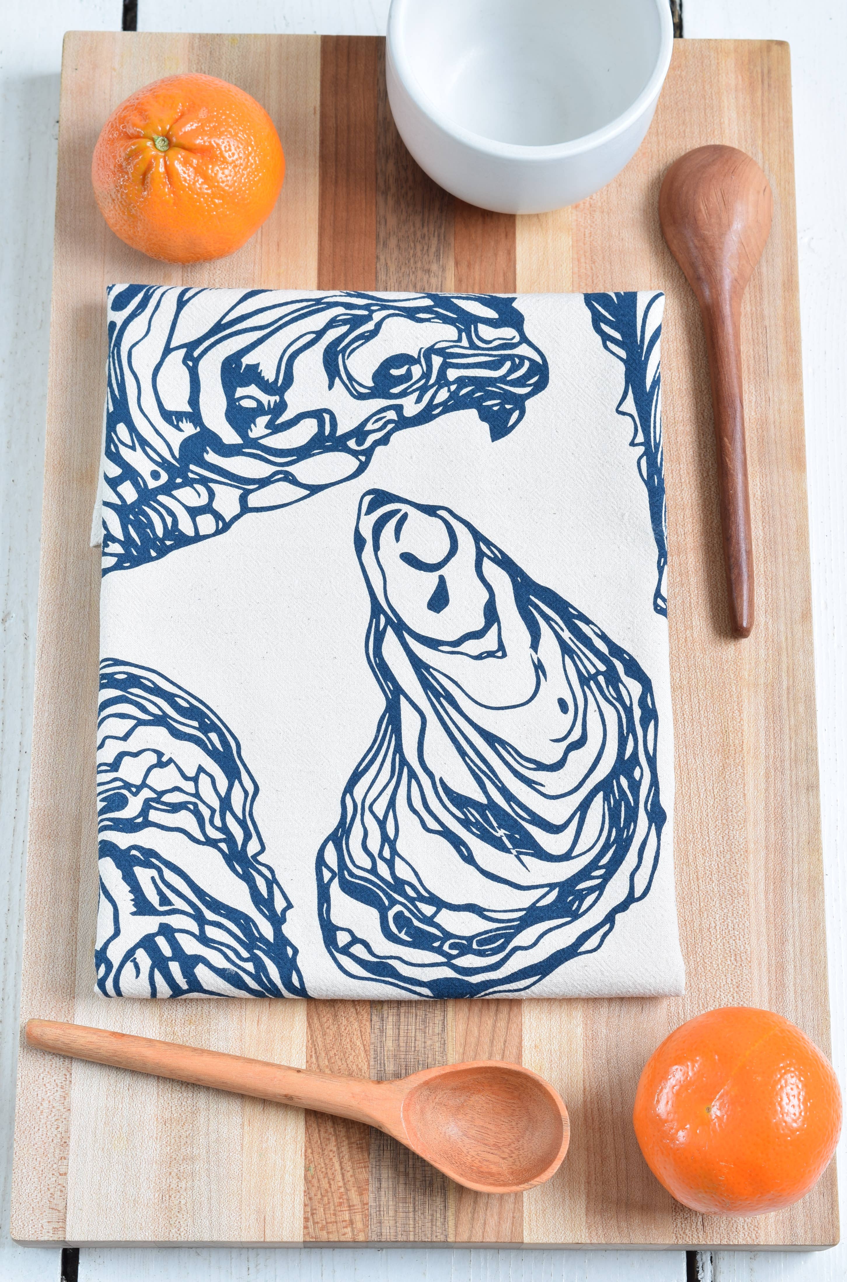 Hearth and Harrow - Wholesale Tea Towel - Oyster Tea Towel in Navy Blue - Organic Cotton - Sea Shell6
