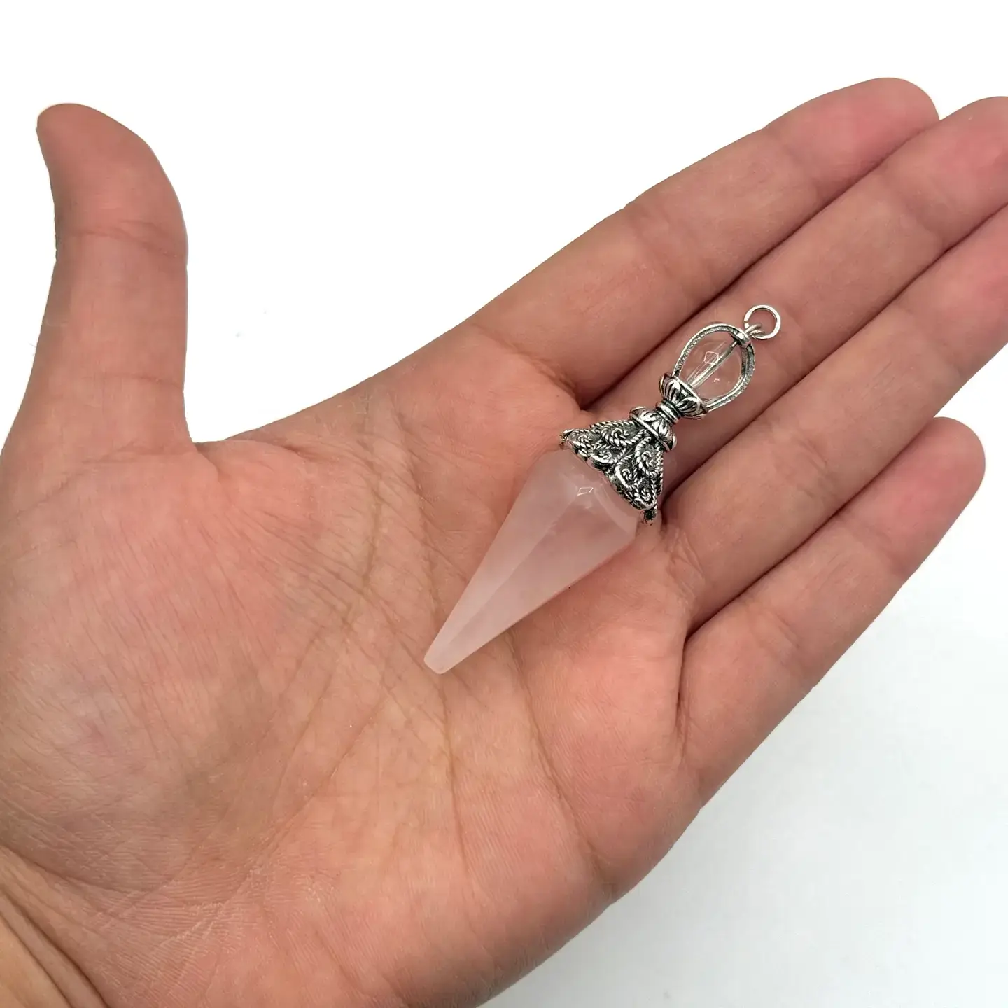 Meraki Gemstones - Wholesale Spirituele steen/kristal - Dubbele kap pendels met zilveren plaatketting2