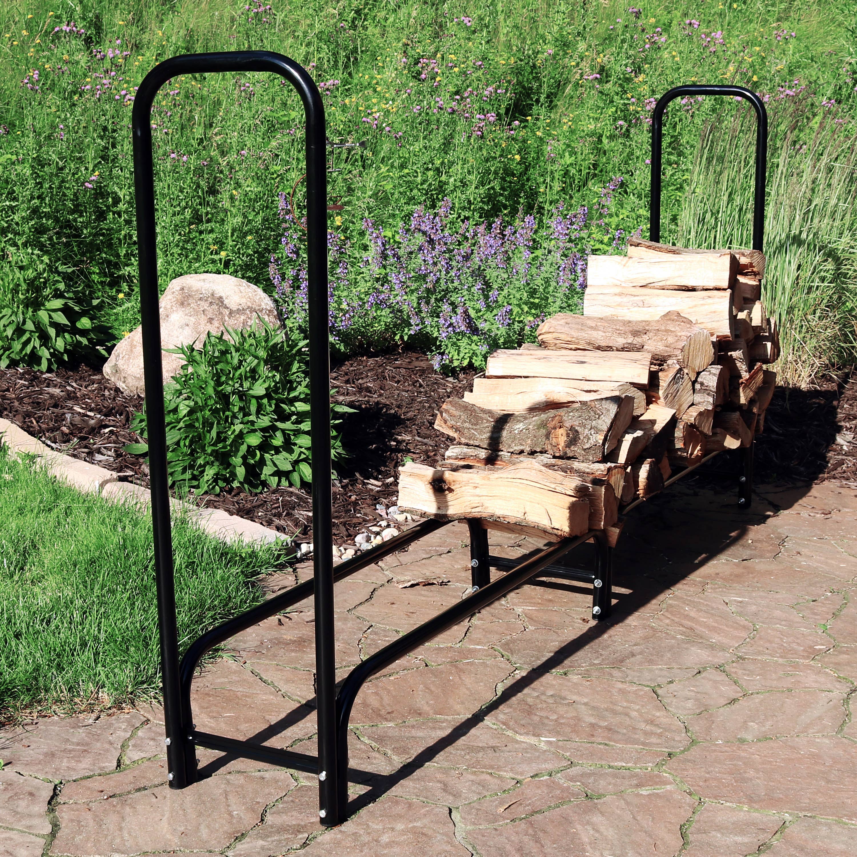 Sunnydaze Decor - Wholesale Fire Pit - 8 ft Steel Indoor/Outdoor Firewood Log Rack - Black7