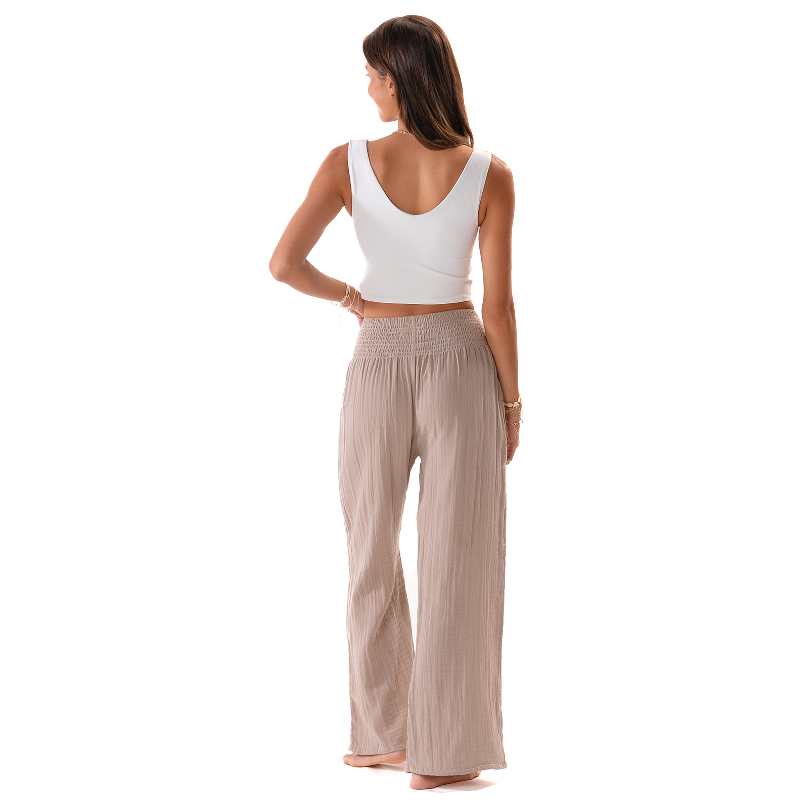 Lotus and Luna - Wholesale Pants - Women's - Stone Wide Leg Cotton Pants4