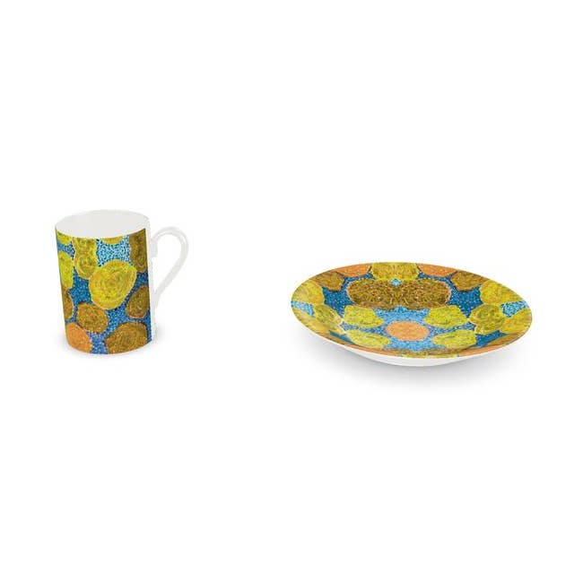 Turning Up Yellow Roses Cup and Saucer for wholesale by Ally Bee Design