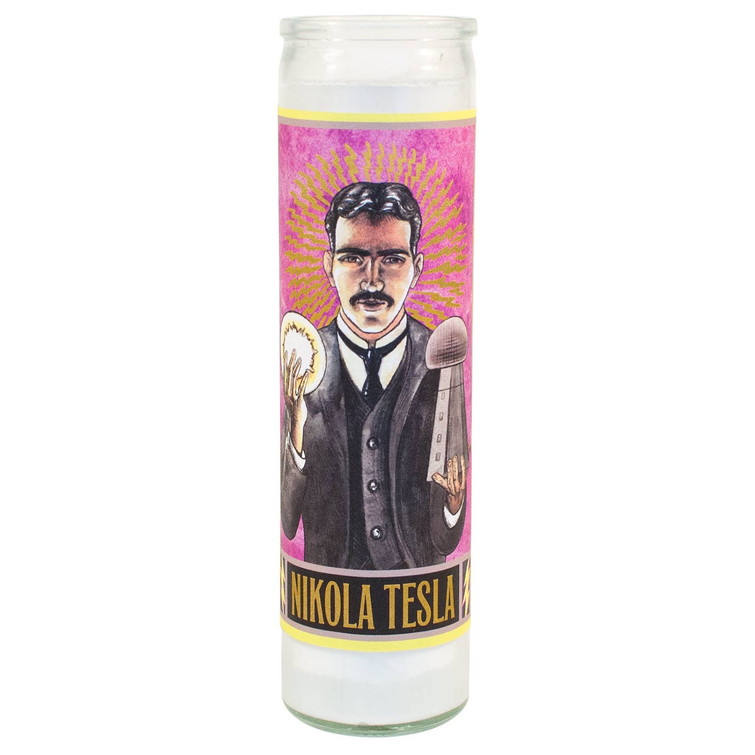 Unemployed Philosophers Guild - Wholesale Jar/Filled Candle - Tesla Secular Secular Saint Candle1