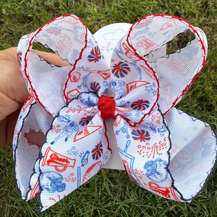 Just For Fun Threads - Wholesale Hair Bow - Kids - Stadium Style Moonstitch Hair Bows