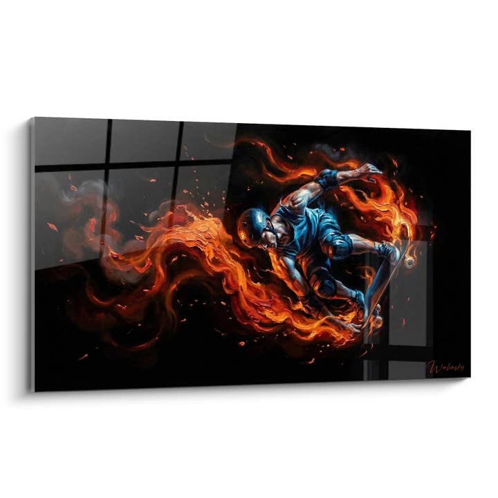 Skater Flames Painting - Fiery Passion - Skateboard Edition for wholesale by Walensky