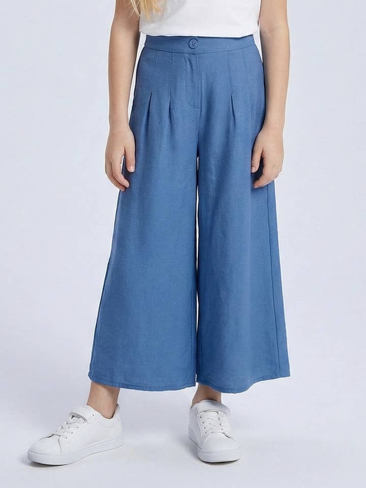 Weite Leinenhose mit Bundfalten für Mädchen für den Großhandel von MINI MIGNON PARIS