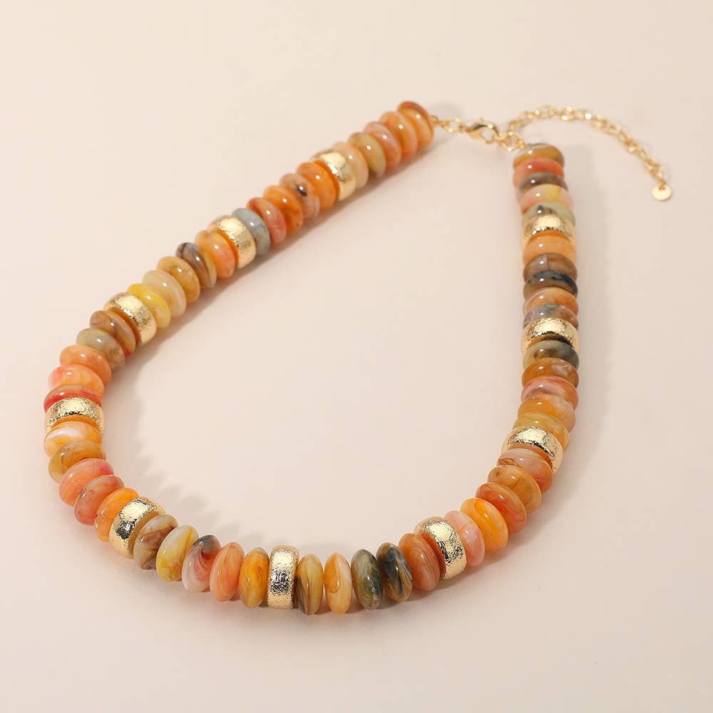Sensibling Corp. - Wholesale Beaded/Pearl Necklace - Chunky Resin Disc Beaded Necklace3