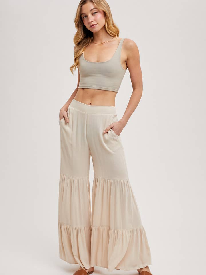 Bluivy - Wholesale Pants - Women's - TIERED WIDE LEG PANTS NO LINING