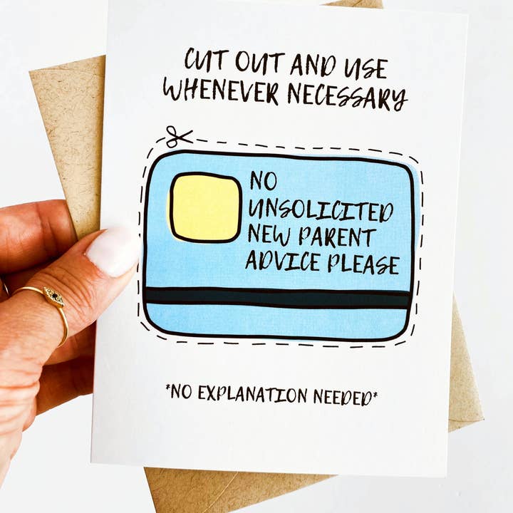 Five Dot Post - Wholesale Baby Card - No Unsolicited New Parent Advice Funny New Parent Card