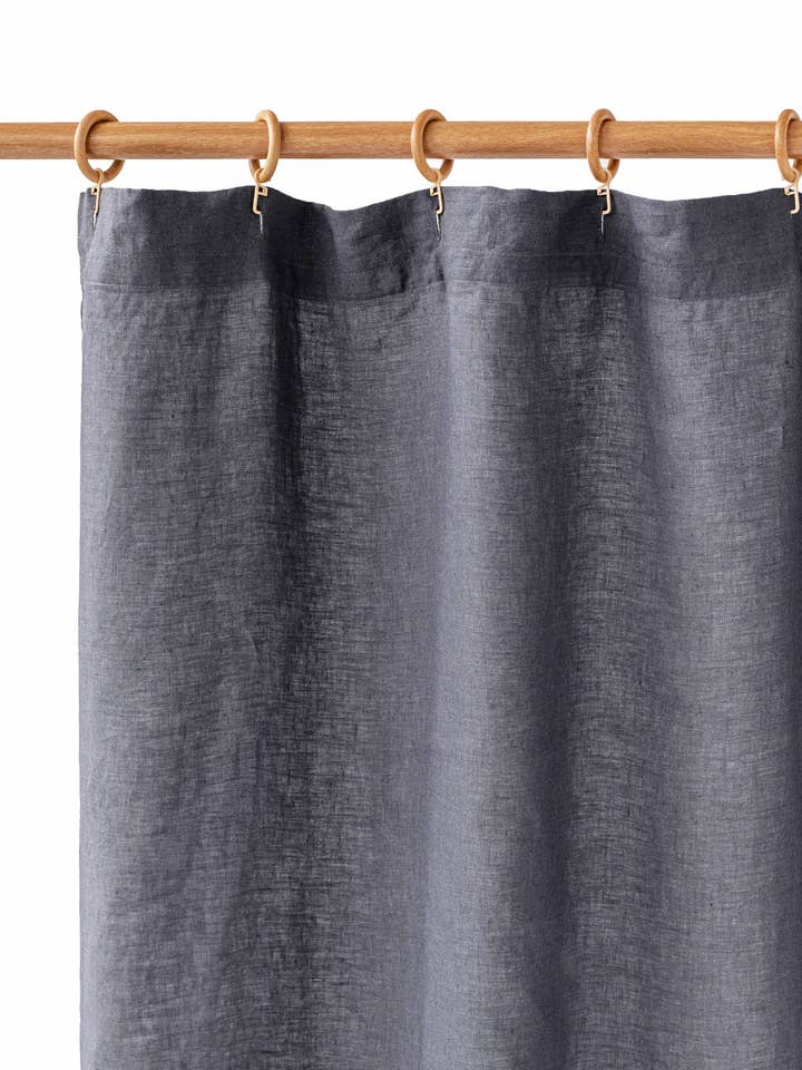 Waterproof linen shower curtain (1 pcs) in Charcoal gray for wholesale by MagicLinen (We handle U.S. import procedures for you)