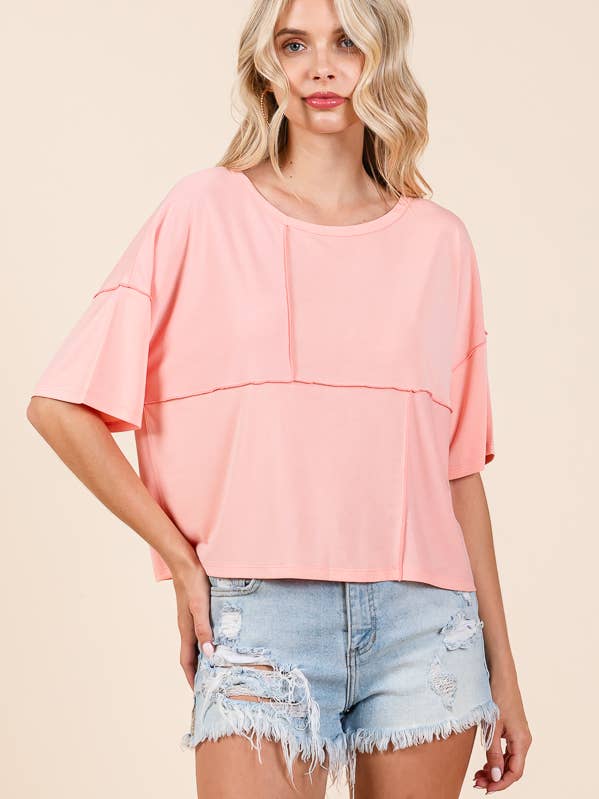 CJT2072A - RELAX FIT PUZZLE BLOCK TOP for wholesale by Culture Code