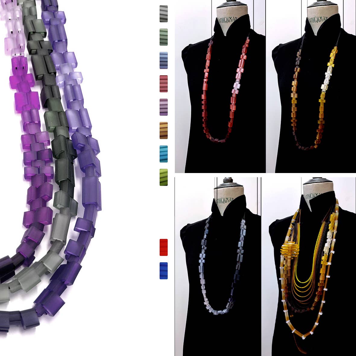 ALEX+SVET - Wholesale Beaded/Pearl Necklace - YALTA hand-dyed rubber long necklace INFINITE line8