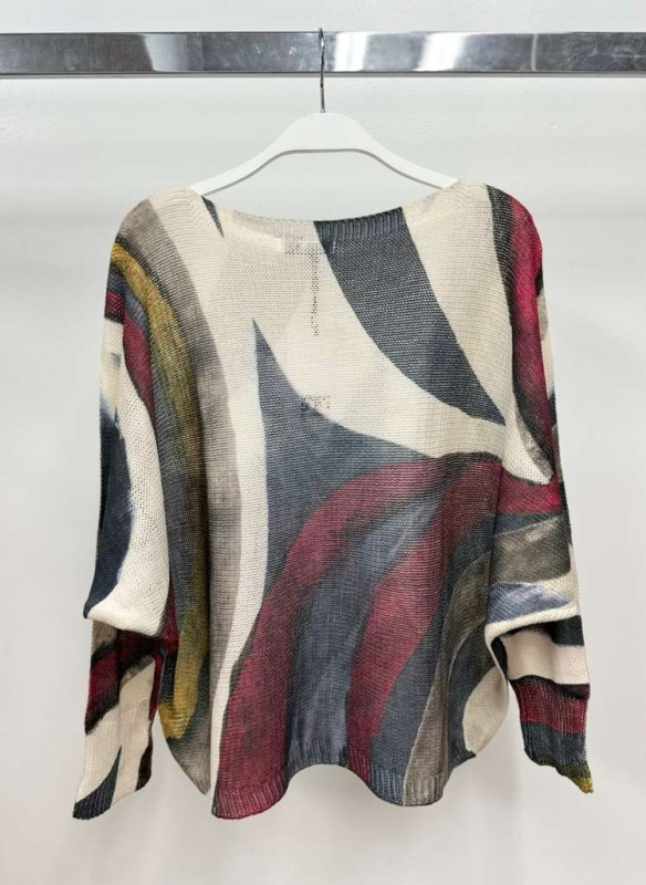VENTI6 - Wholesale Knit Sweater - Women's - GOLD FOIL BRUSHSTROKE PRINT SWEATER (90668-9066-FOILBRUSH)7