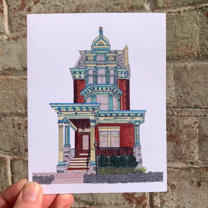 Carte de vœux de la maison victorienne de West Philly (intérieur vierge) pour la vente par ArtByAlicia