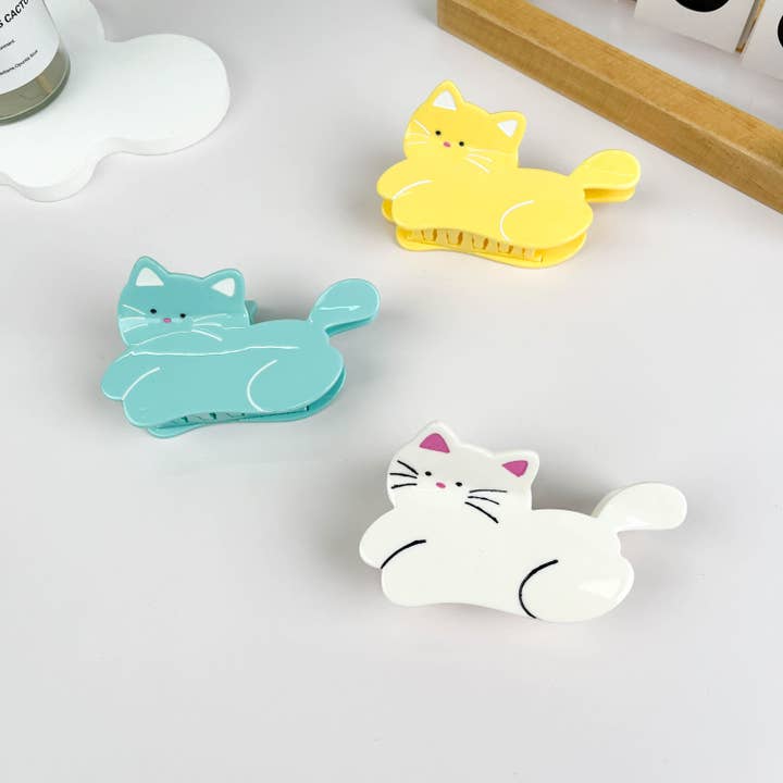 Cute running kitten acetate hair claw clip for wholesale by mildstyles