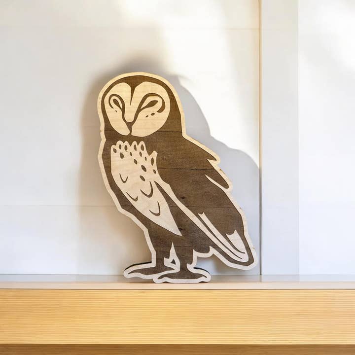 Décoration murale suspendue en bois en forme de hibou de grange, décoration d'intérieur rustique pour la vente par The Fairy Paintbox