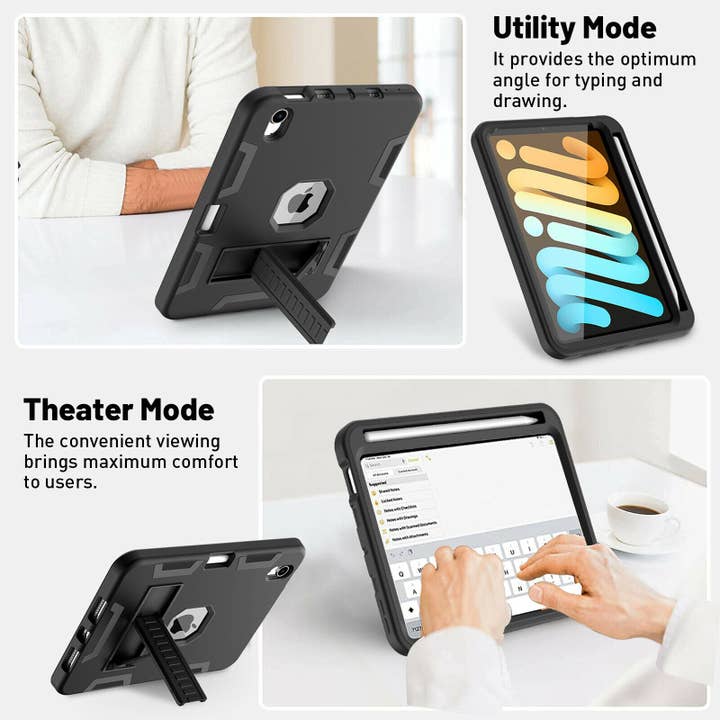 AICase - Wholesale Laptop/Tablet Case - Men's - iPad Mini 6 Hybrid Heavy Duty Shockproof Armor Stand Cover Case3