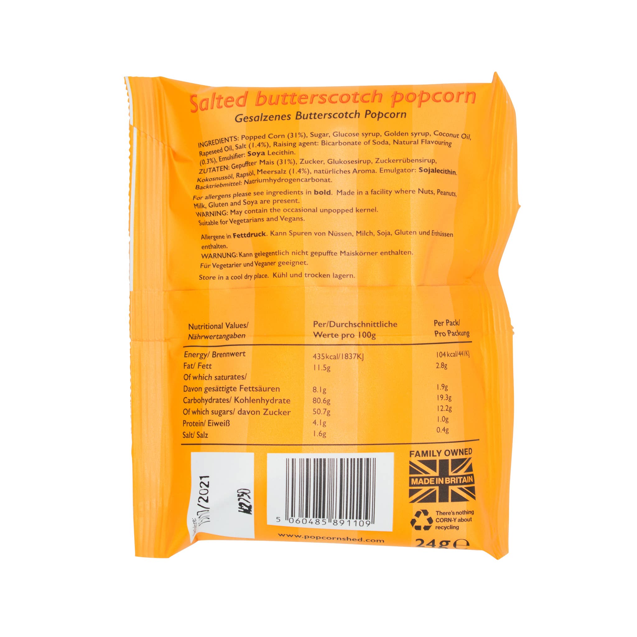 Popcorn Shed – wholesale Popcorn – Vegan Butterscotch Gourmet Popcorn Snack Pack2